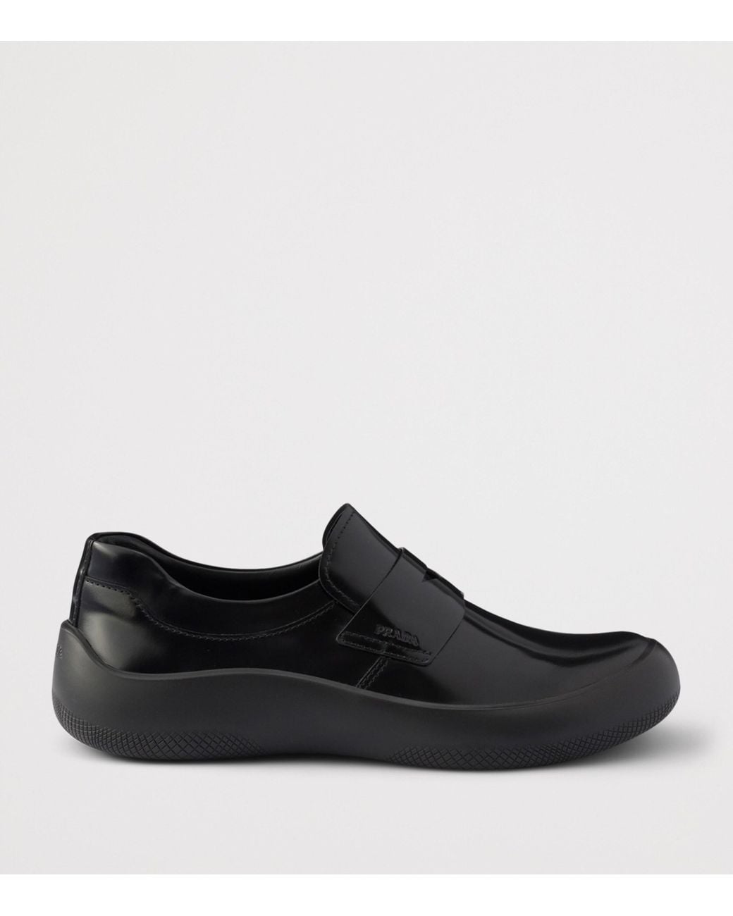 Prada Black Brushed Leather Loafers for men