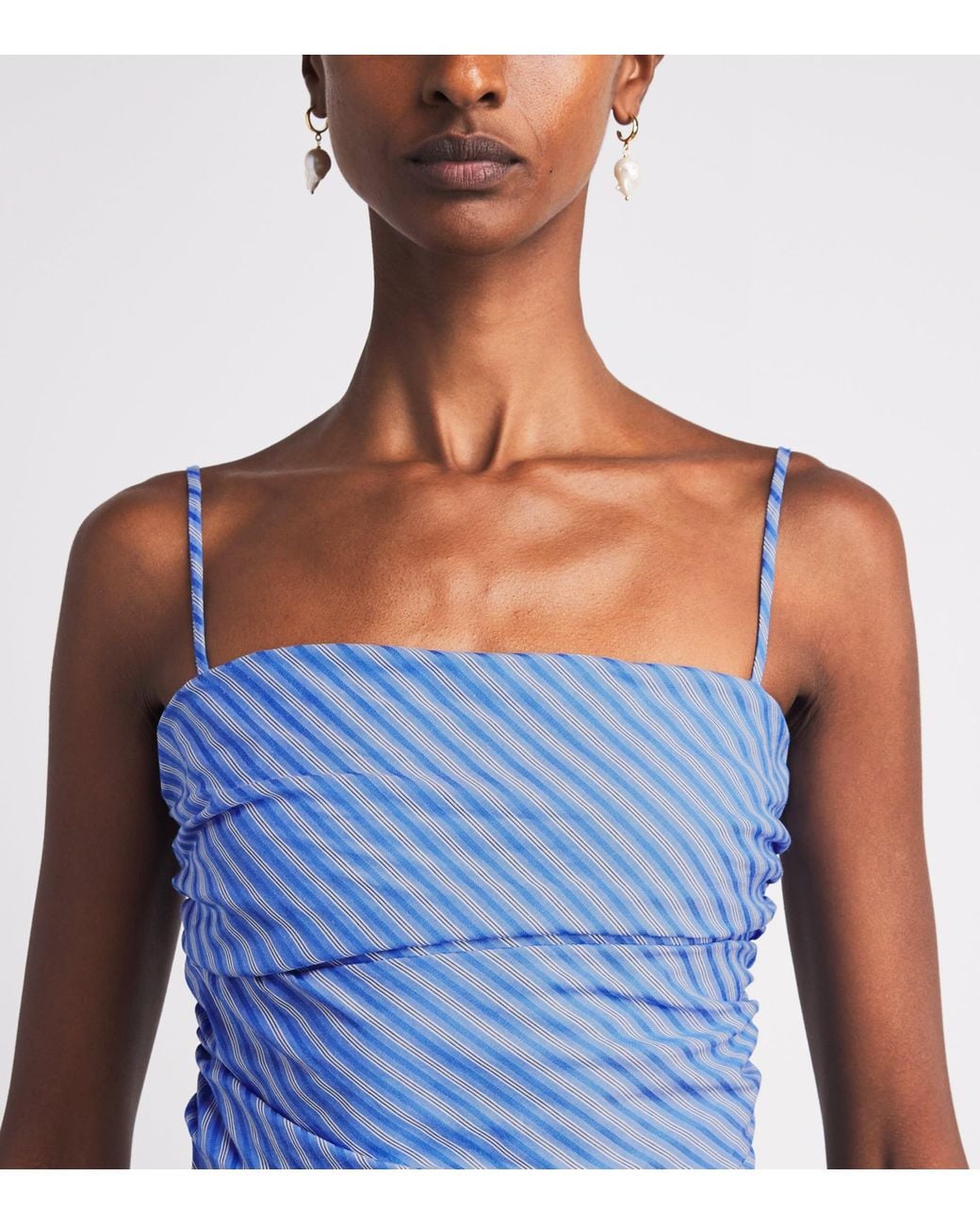 Faithfull The Brand Blue Cotton Stripe Portlligat Maxi Dress