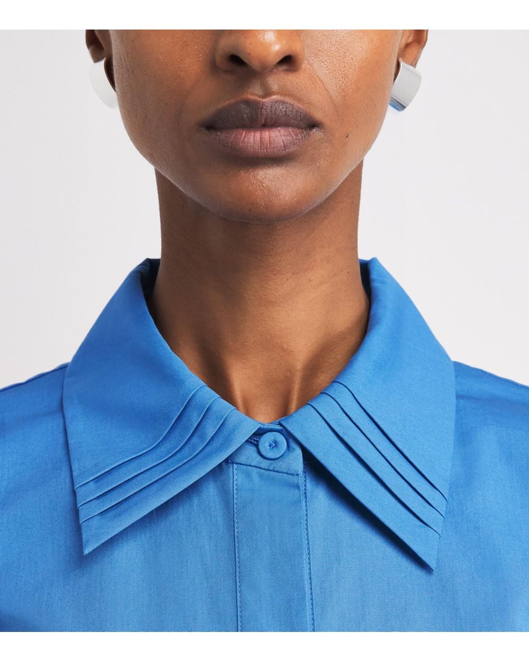 Emilia Wickstead Blue Cotton Marione Midi Shirt Dress