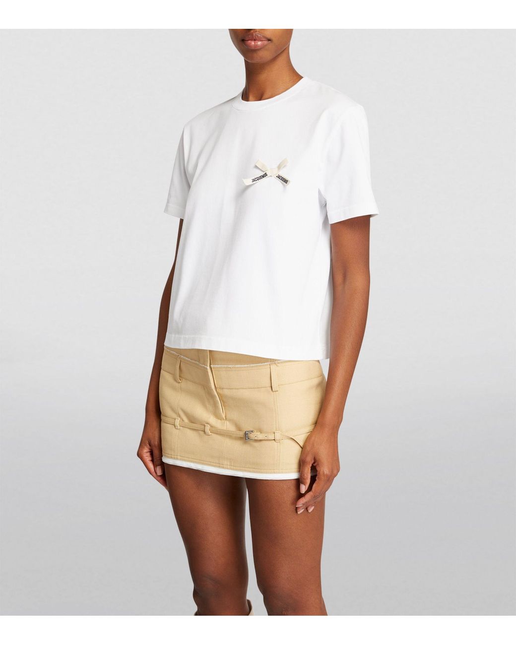 jacquemus リボン Tシャツ ホワイト Jacquemus Bow-detail T-shirt in White | Lyst