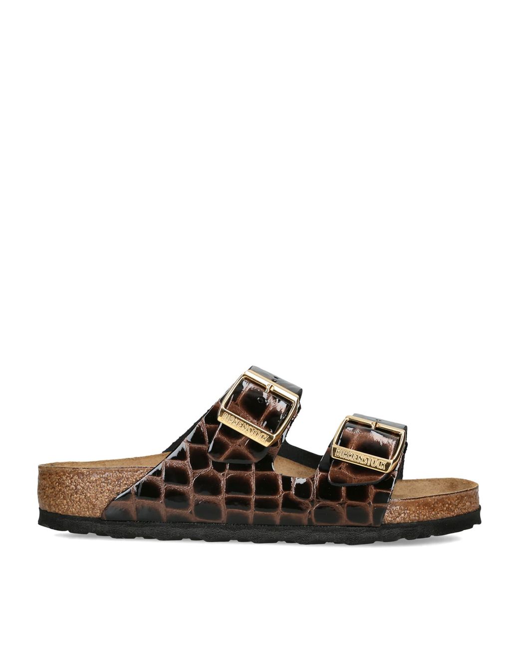 Birkenstock Brown Leather Croc-Embossed Arizona Sandals for men