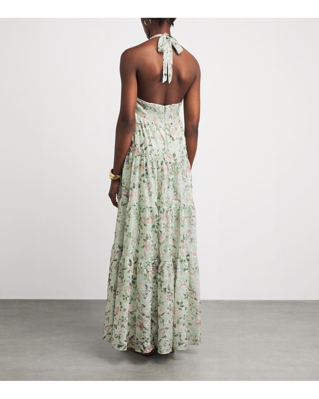Alice + Olivia White Embroidered Floral Maura Maxi Dress
