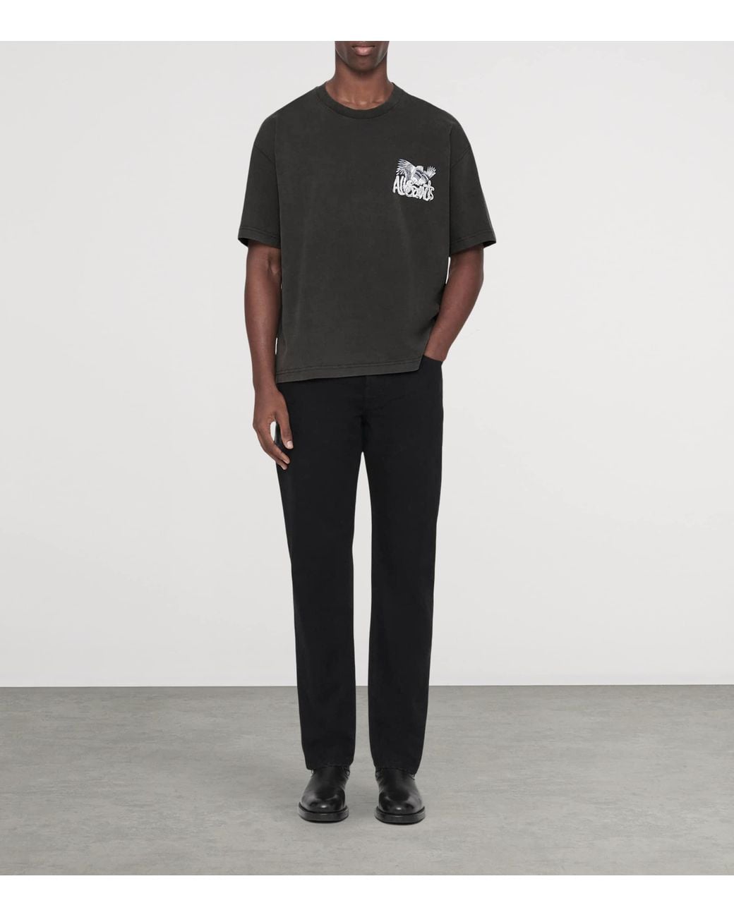 AllSaints Black Organic Cotton Battles T-Shirt for men