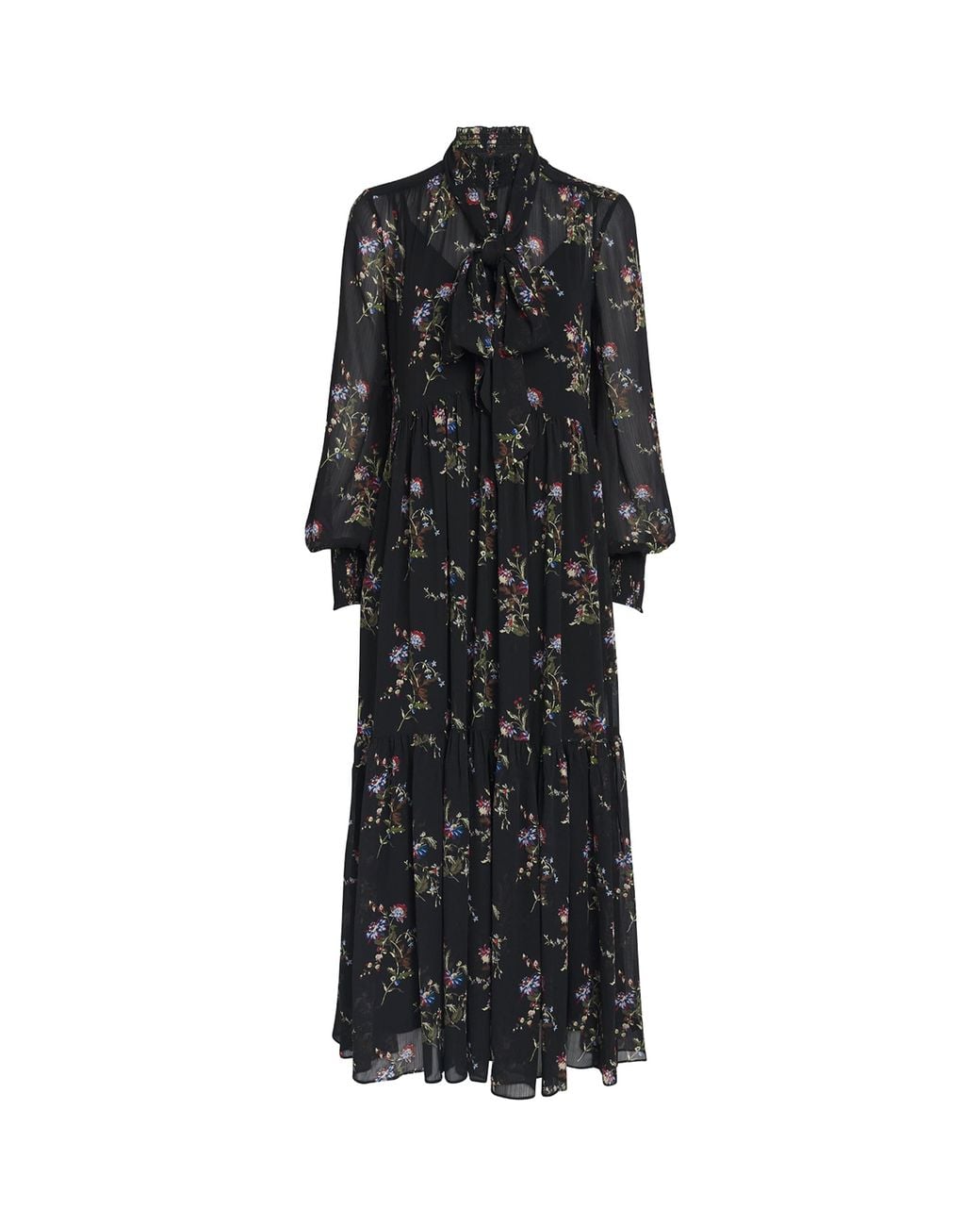 ME+EM Black Georgette Floral Maxi Dress