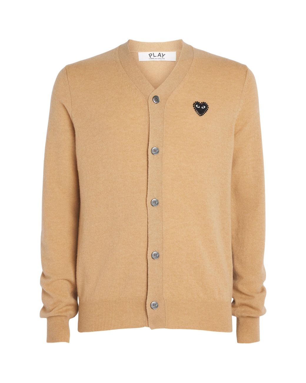 Comme des Garçons Natural Wool Rhinestone Heart Logo Cardigan for men