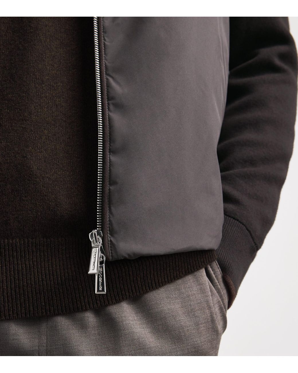 Moorer Gray Down Evan Bomber Jacket for men
