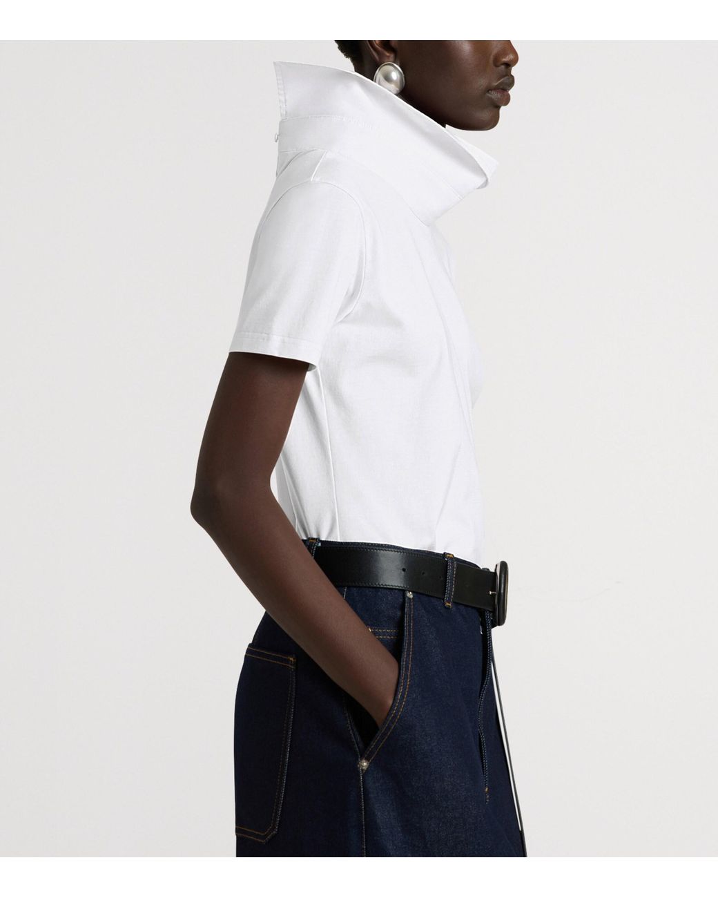 Givenchy White Cotton Reverse Collar T-Shirt