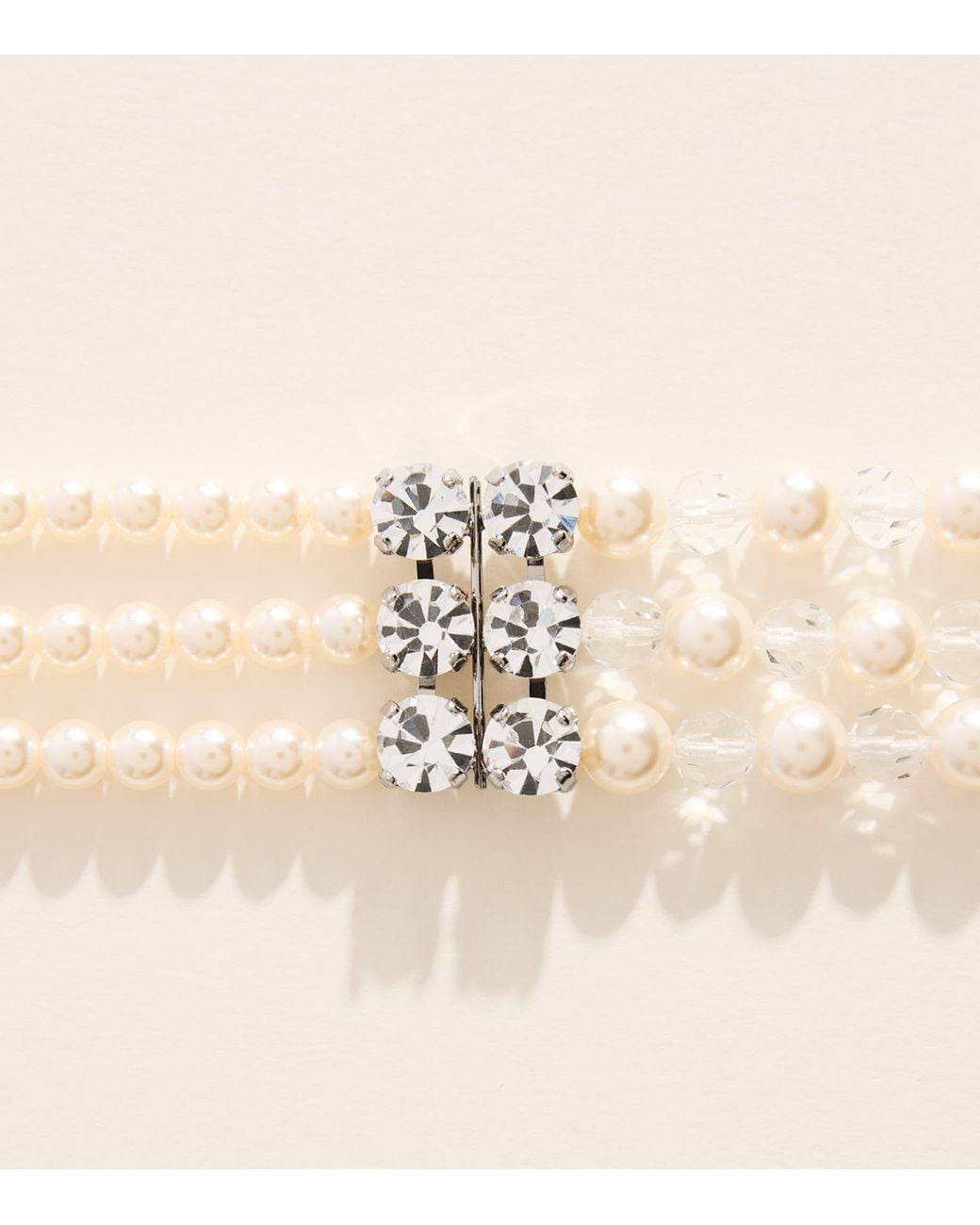 Alessandra Rich Natural Faux Pearl Layered Necklace