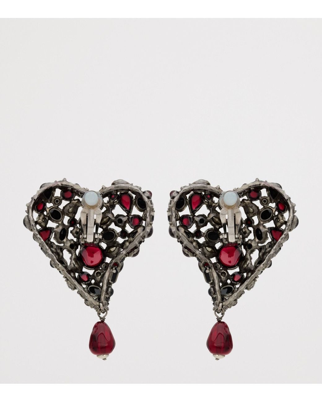 Saint Laurent Black Heart Clip-On Pendant Earrings for men