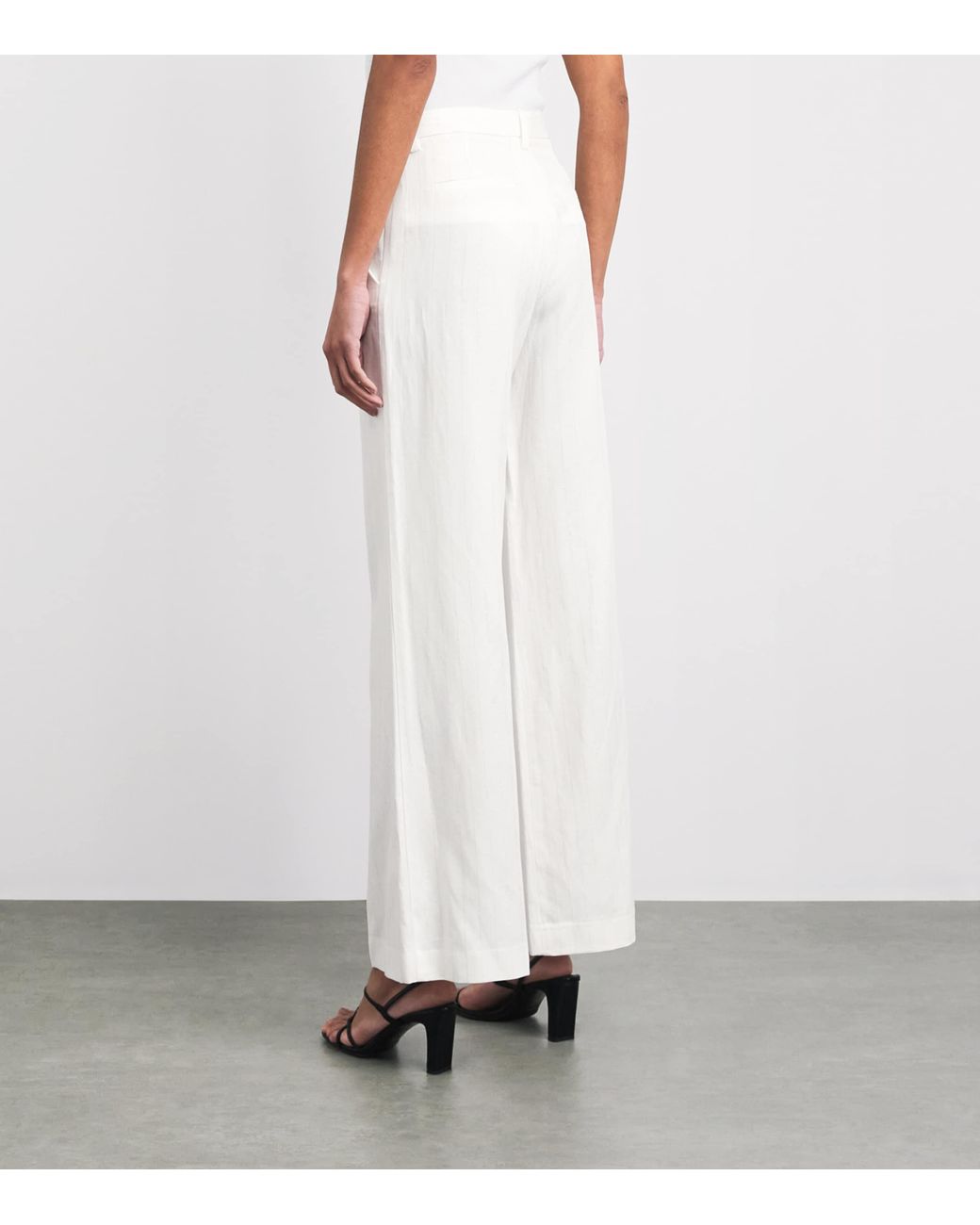Maje White Stripe Wide-Leg Trousers