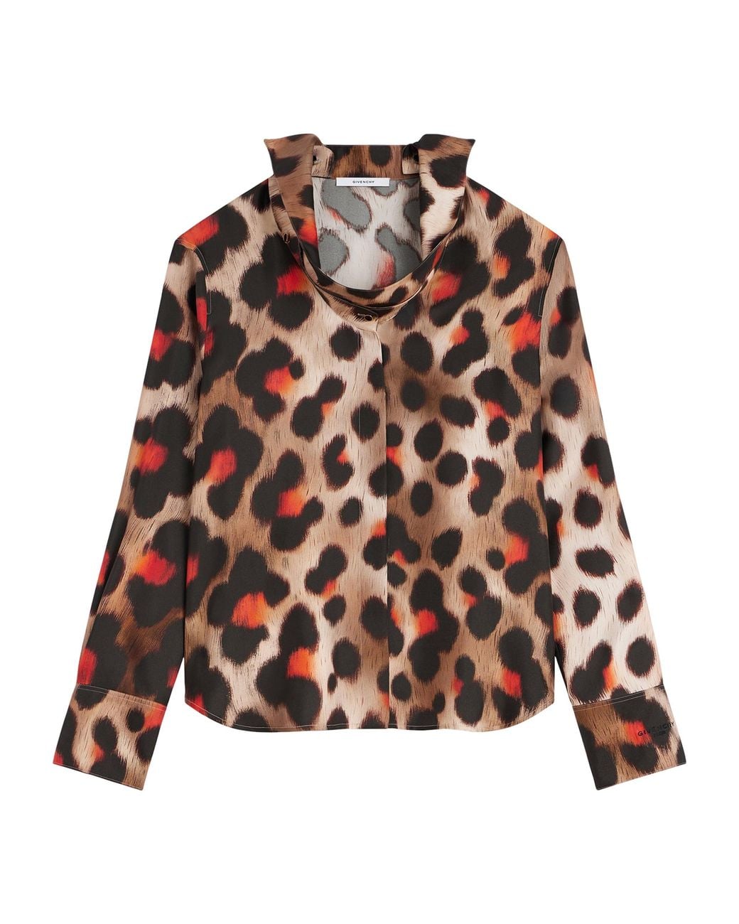 Givenchy Brown Silk Leopard Deconstructed Blouse
