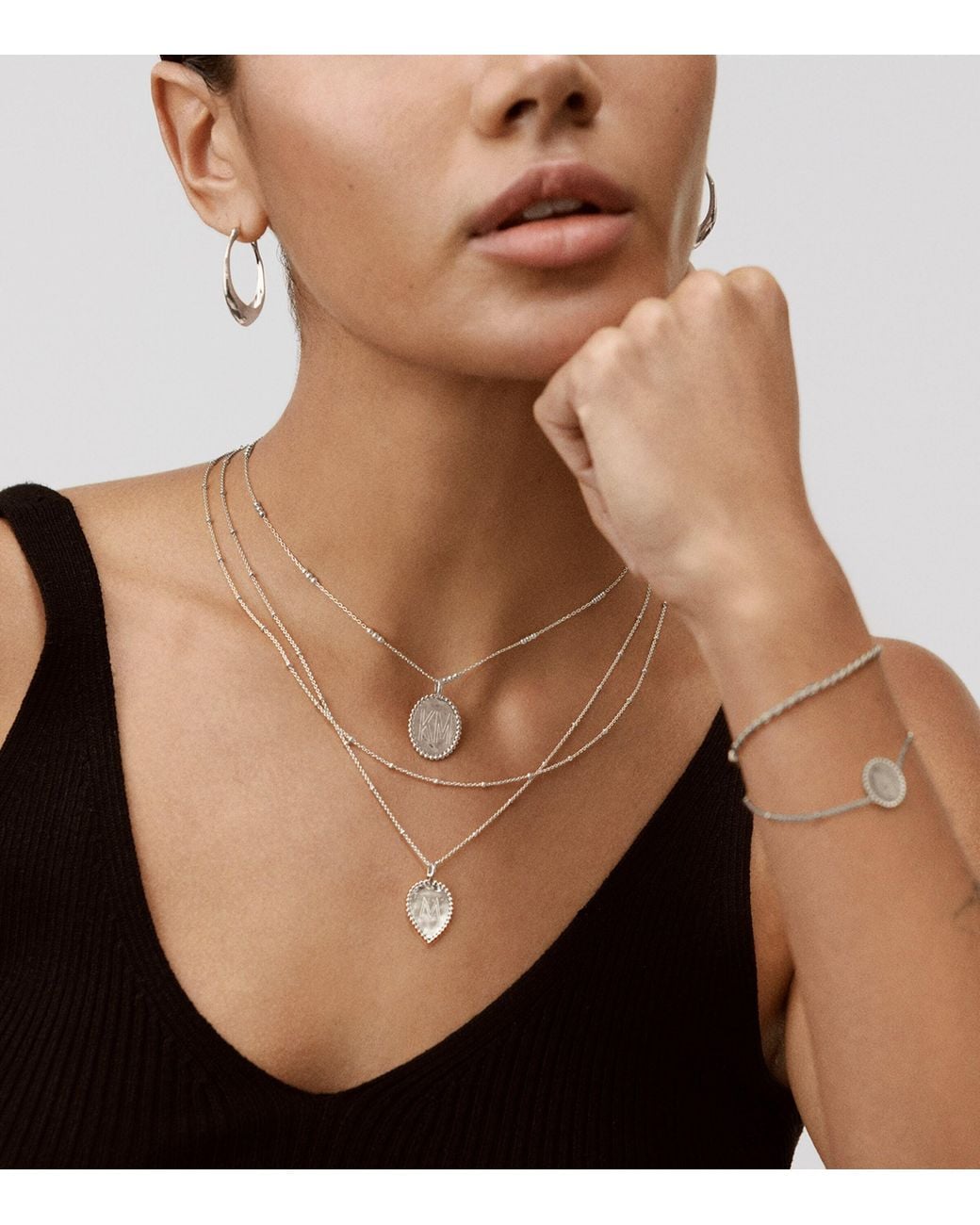 Monica Vinader Natural Sterling Beaded Chain Necklace