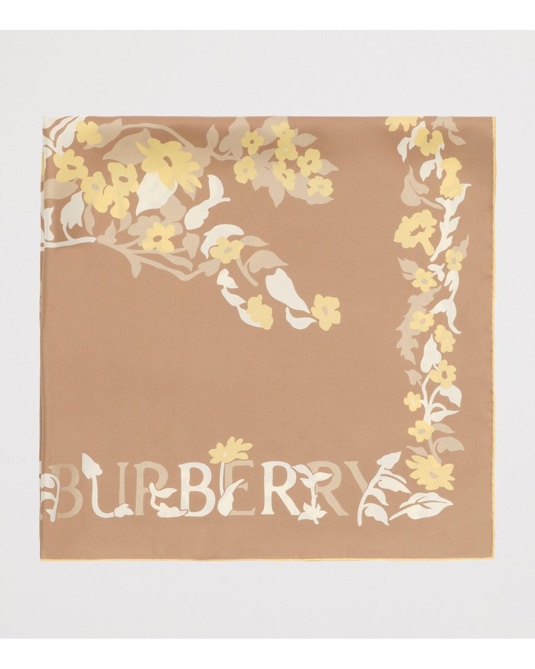 Burberry Natural Silk Floral Ekd Scarf