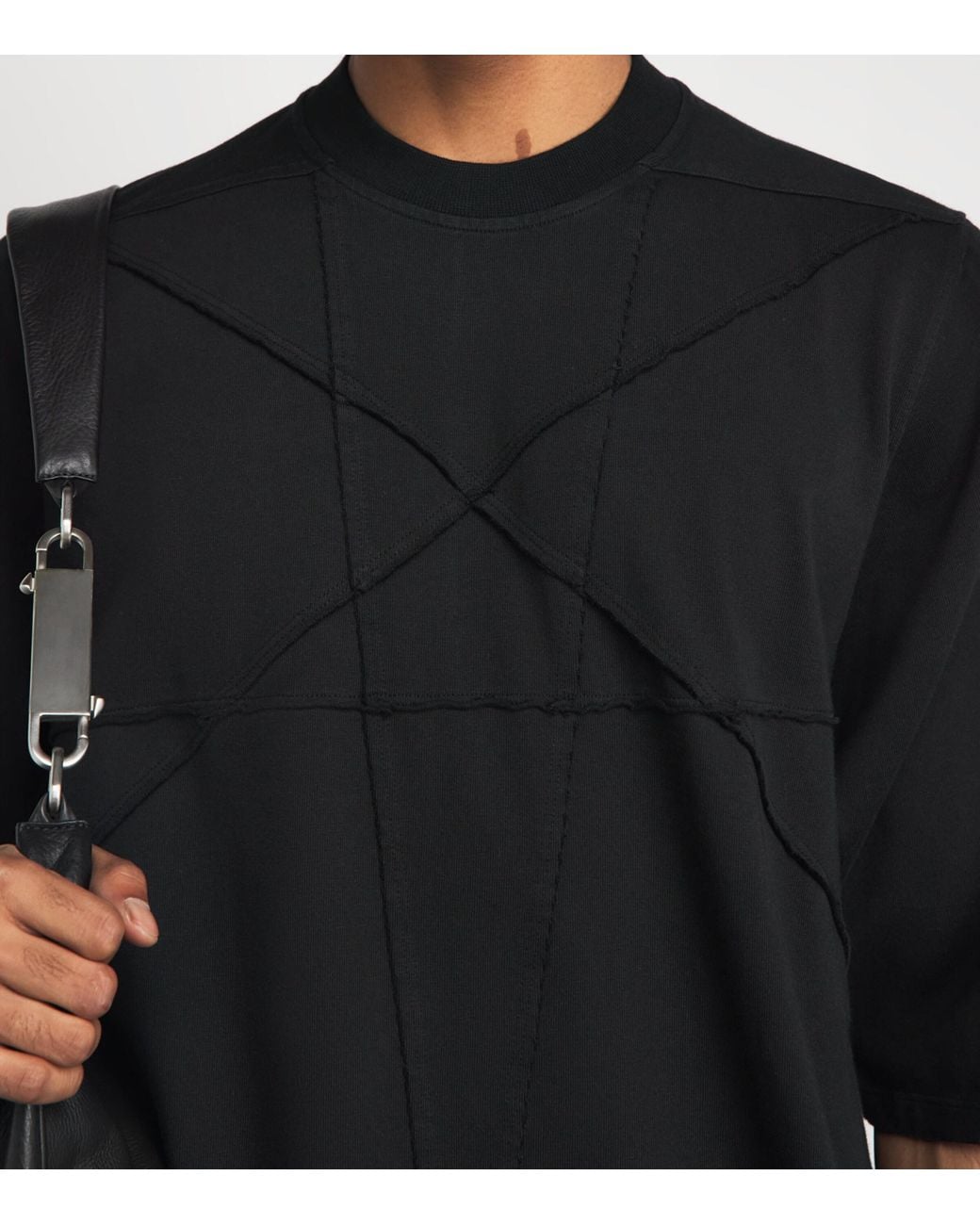 Rick Owens Black Cotton Jumbo Pentastitch T-Shirt for men