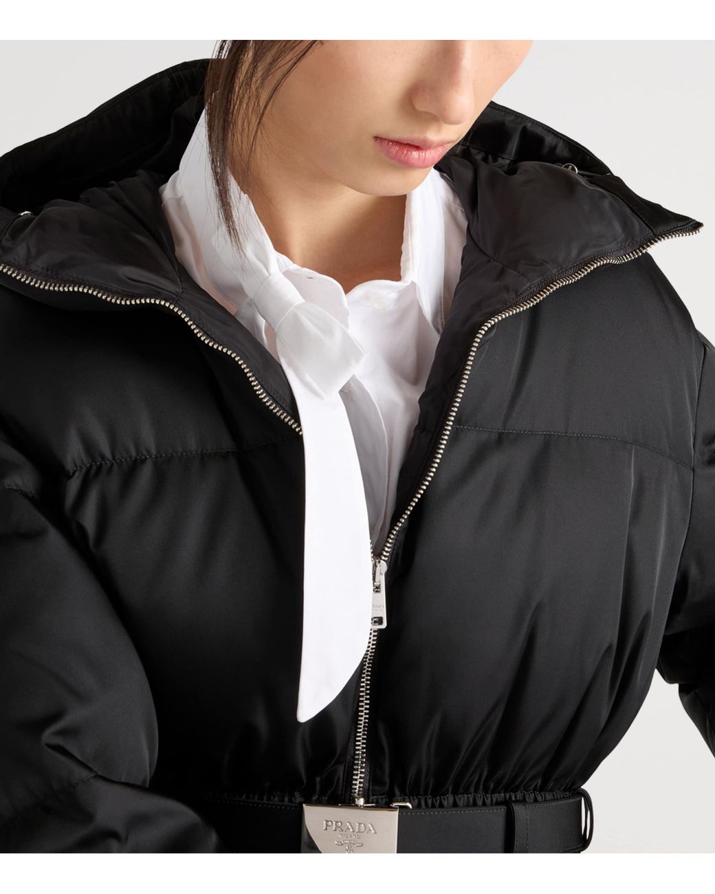 Prada Black Down Re-Nylon Hooded Jacket