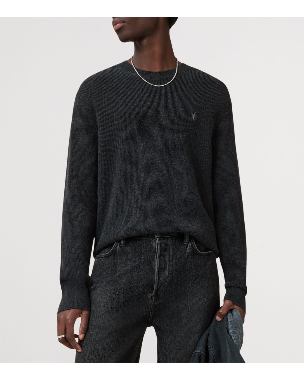 AllSaints Black Organic Cotton-Wool Aspen Sweater for men