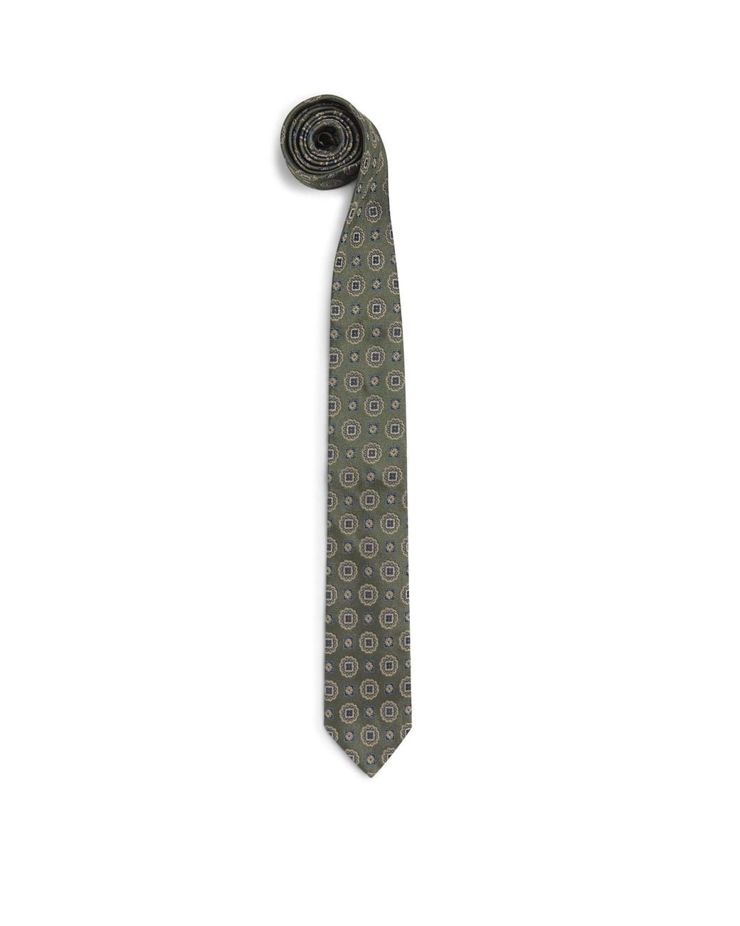 Harrods Green Silk Jacquard Medallion Tie for men