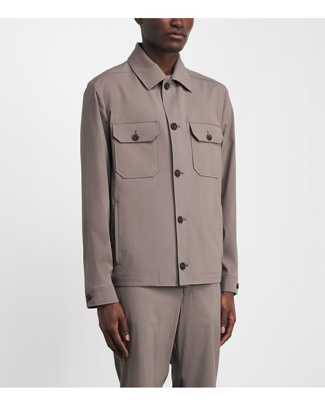 Corneliani Brown Water-Repellent Techwool Overshirt for men