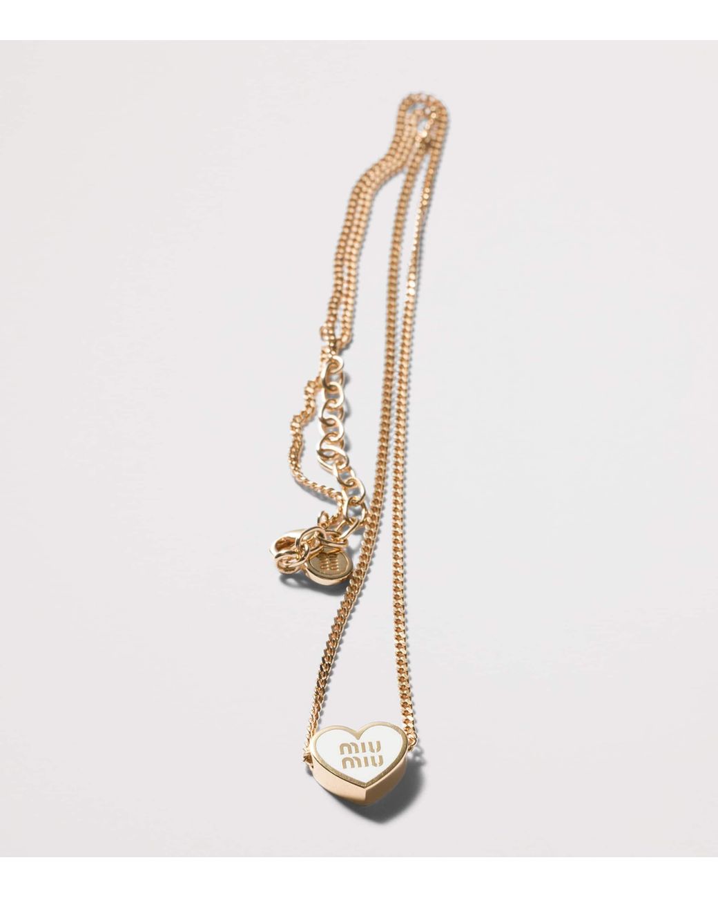 Miu Miu Metallic Enamel Heart Pendant Necklace