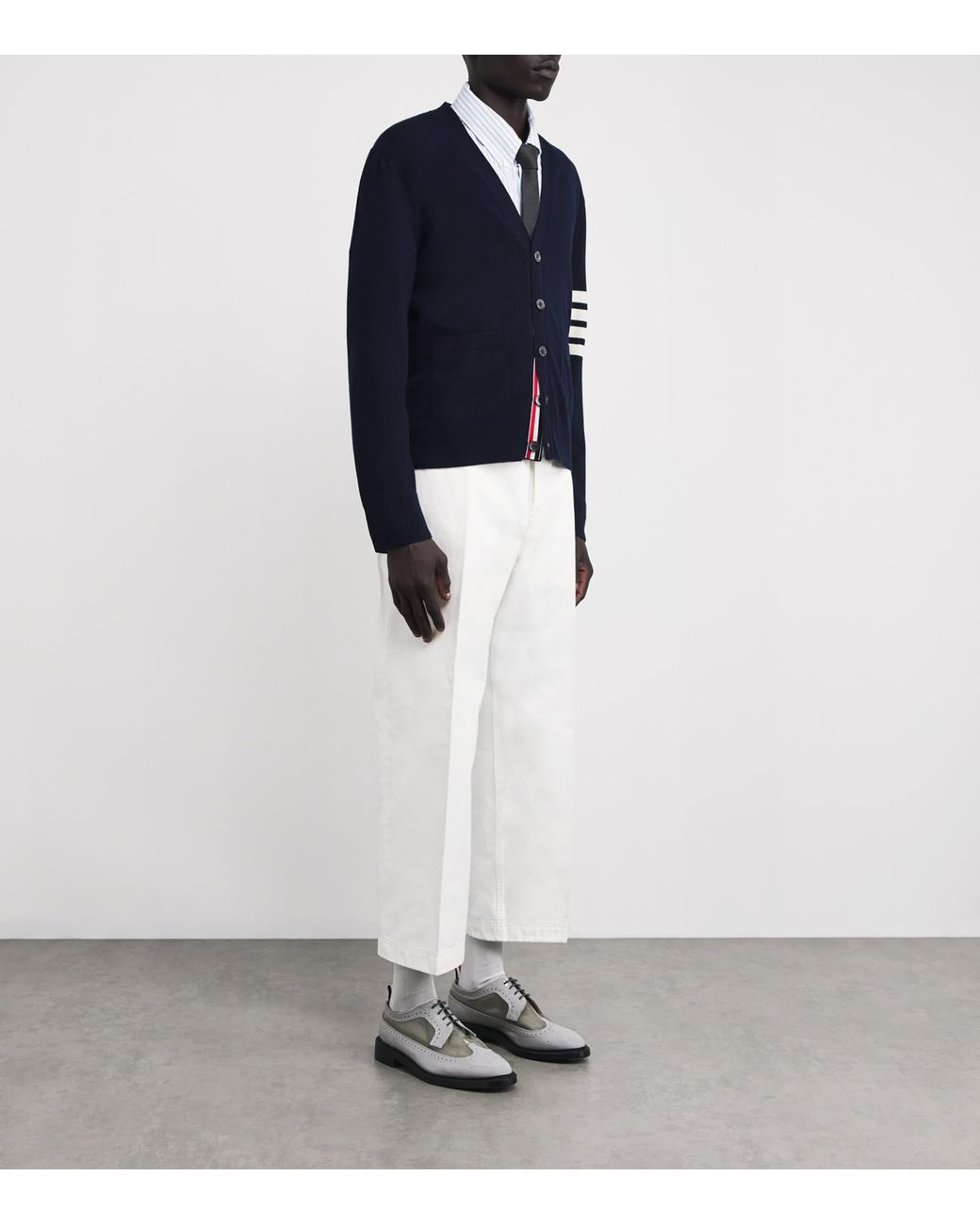 Thom Browne White Cotton Twill Utility Trousers for men