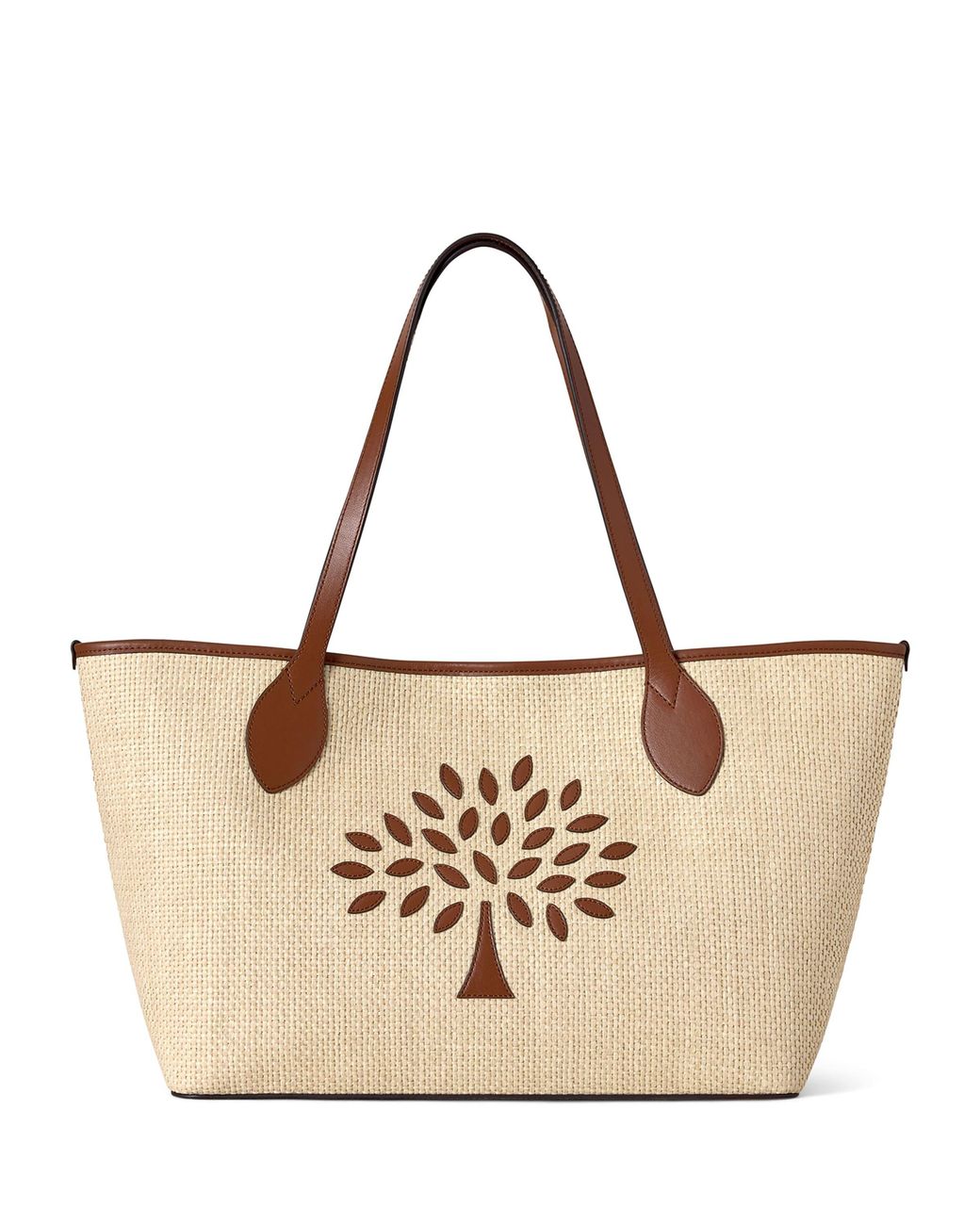 Mulberry Natural Small Raffia-Leather Tree Tote Bag