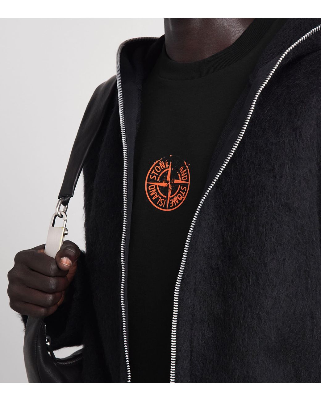 Stone Island Black Cotton Vertical Compass T-Shirt for men
