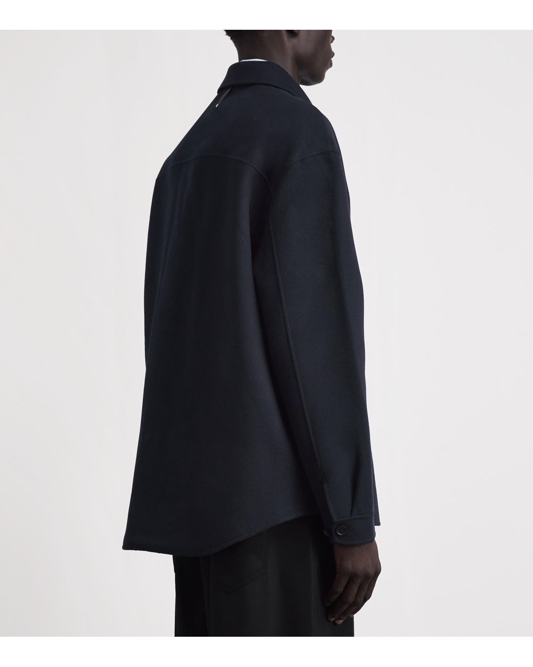 Mackage Blue Wool Leather-Trim Emmanuel Overshirt for men