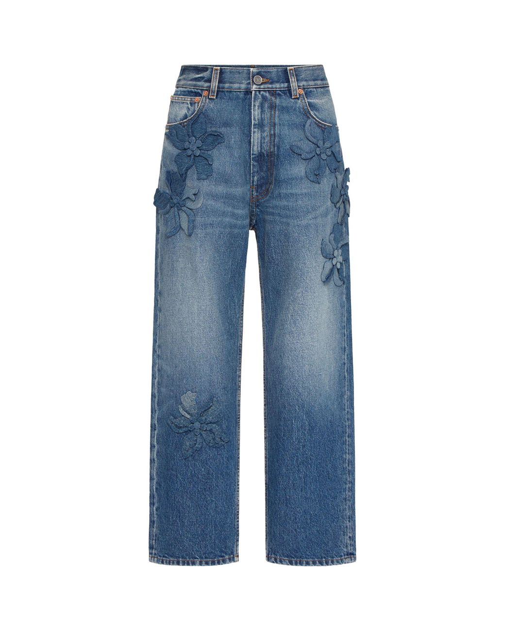 デニム・ジーパン VALENTINO Jeans with floral print fabric border detail Blu Jeans with floral print fabric border detail VALENTINO