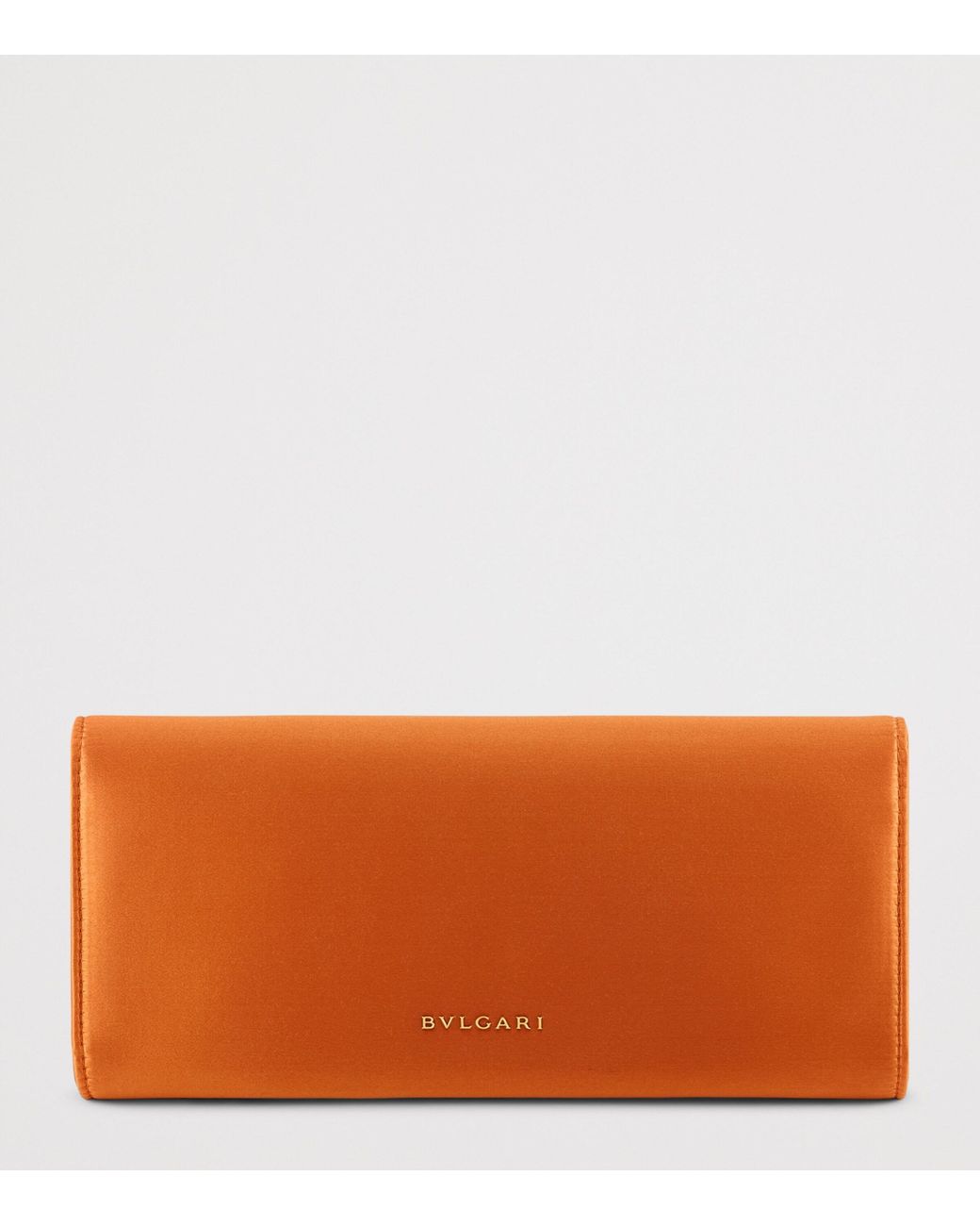 BVLGARI Orange Satin Tubogas Evening Clutch Bag