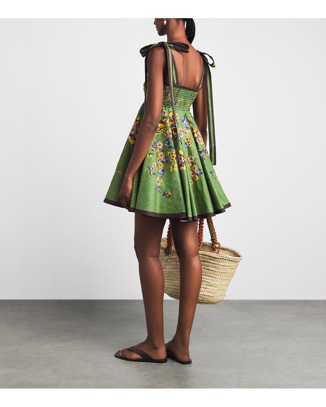ALÉMAIS Green Linen Phyllis Mini Dress
