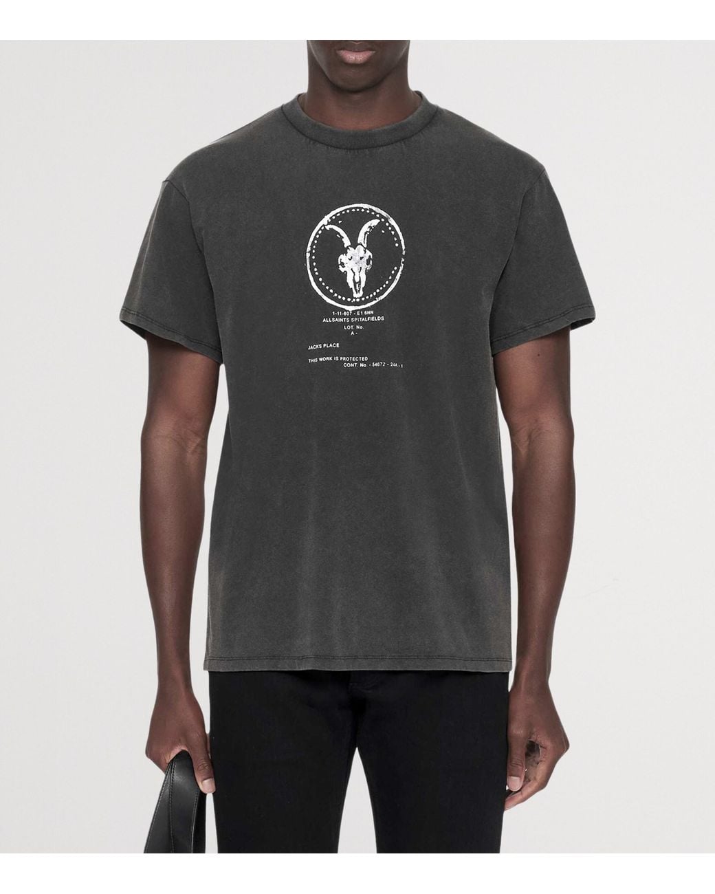 AllSaints Black Organic Cotton Tier Hale T-Shirt for men