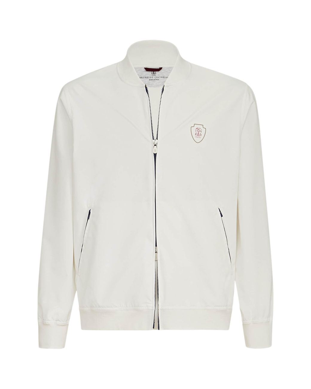 Brunello Cucinelli White Crest Zip-Up Sweatshirt for men