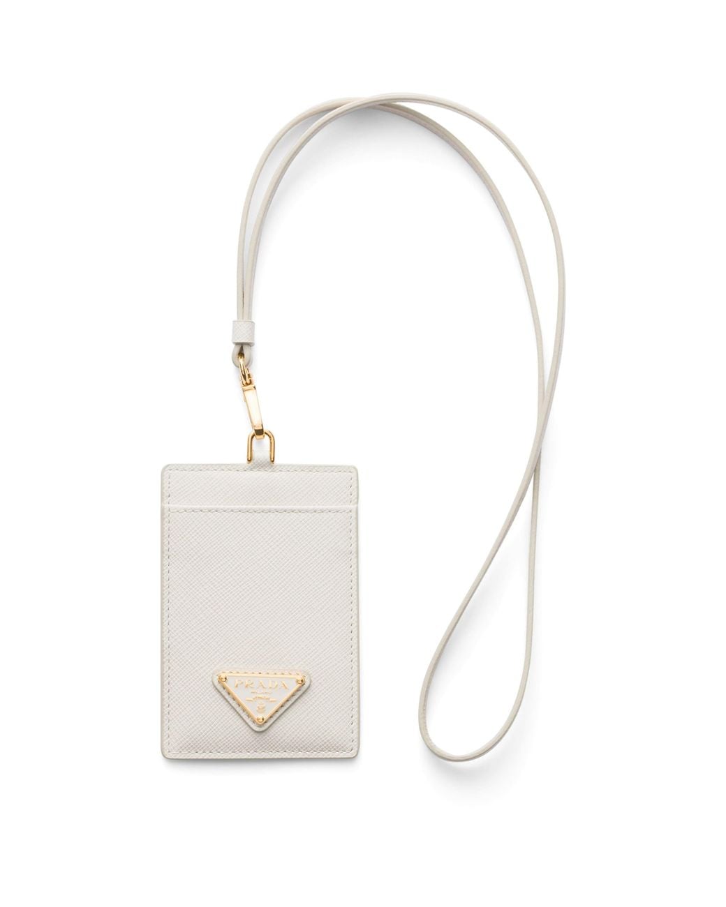 Prada White Saffiano Leather Luggage Tag