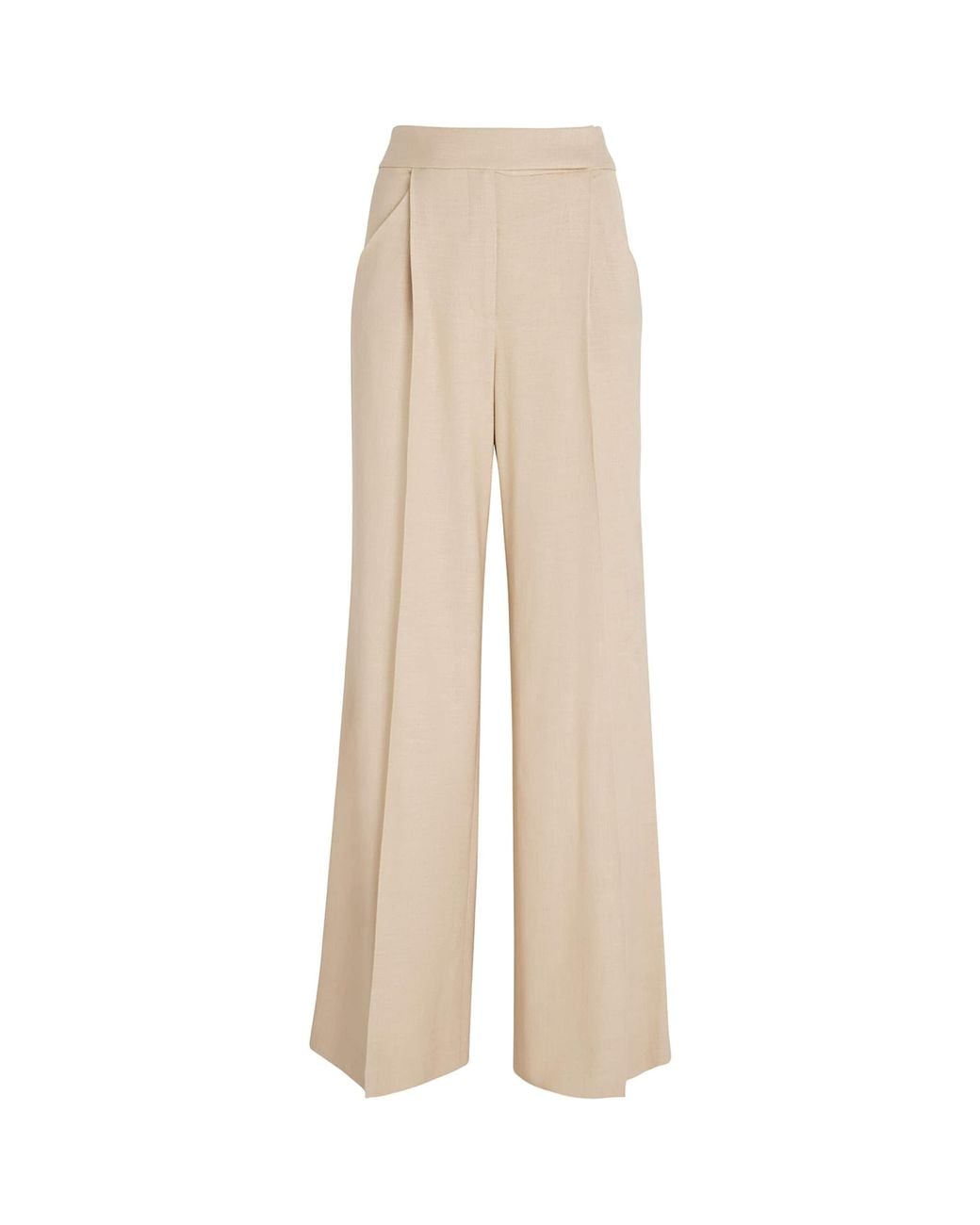 Veronica Beard Natural Marbeau Wide-Leg Trousers
