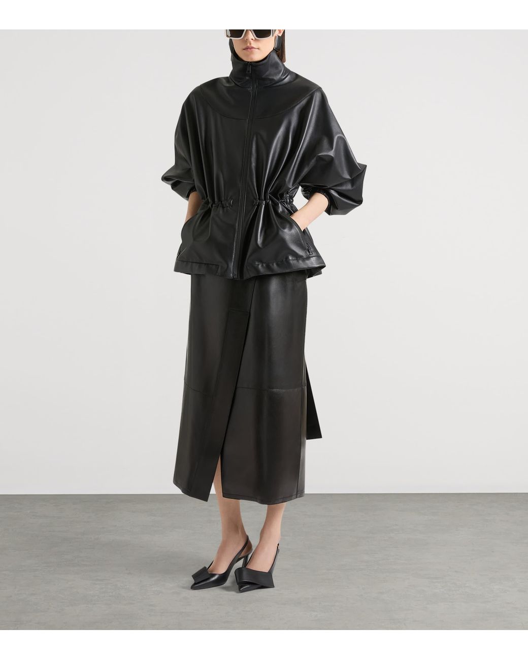 Givenchy Black Gathered Leather Jacket