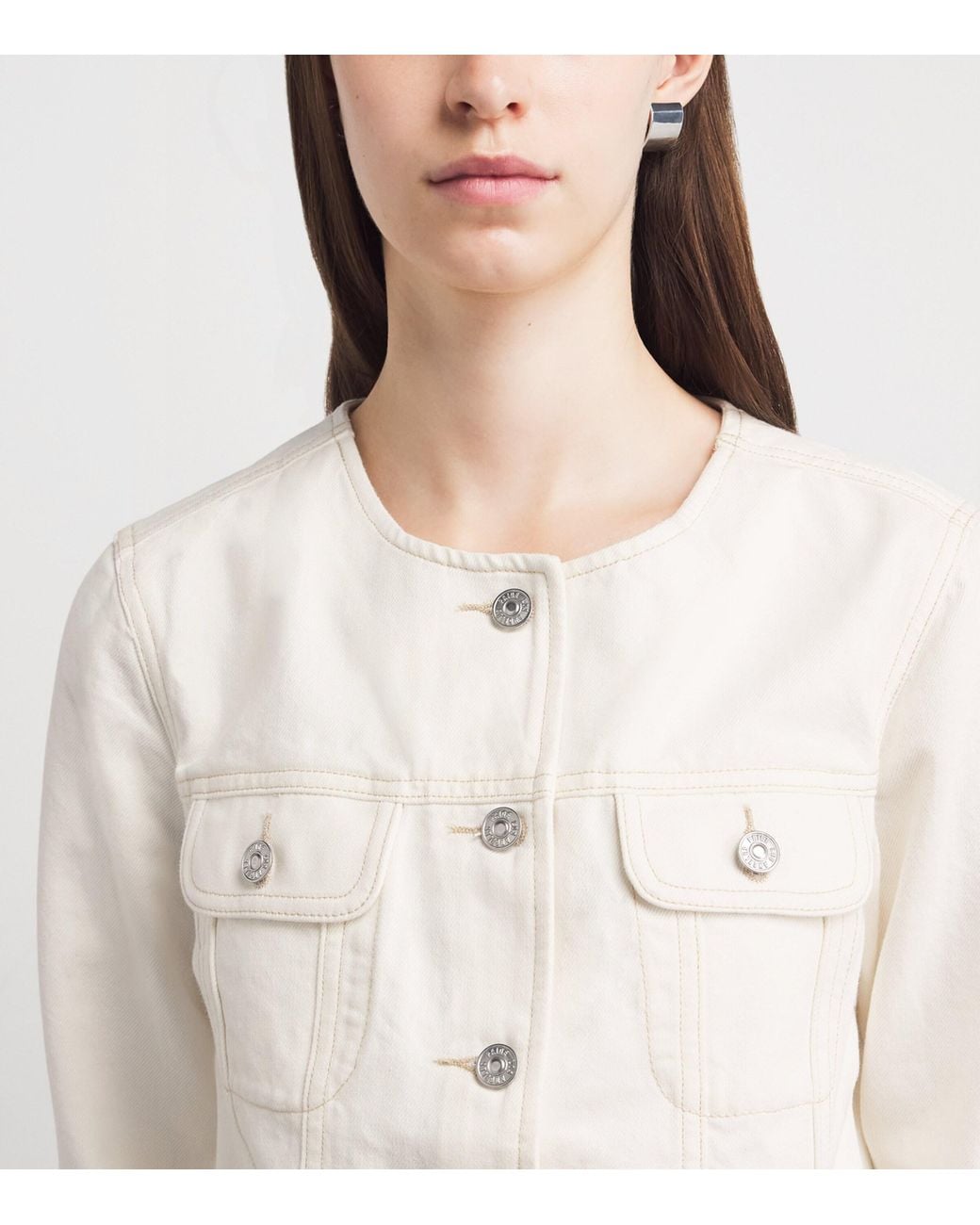 PAIGE White Cropped Dean Denim Jacket