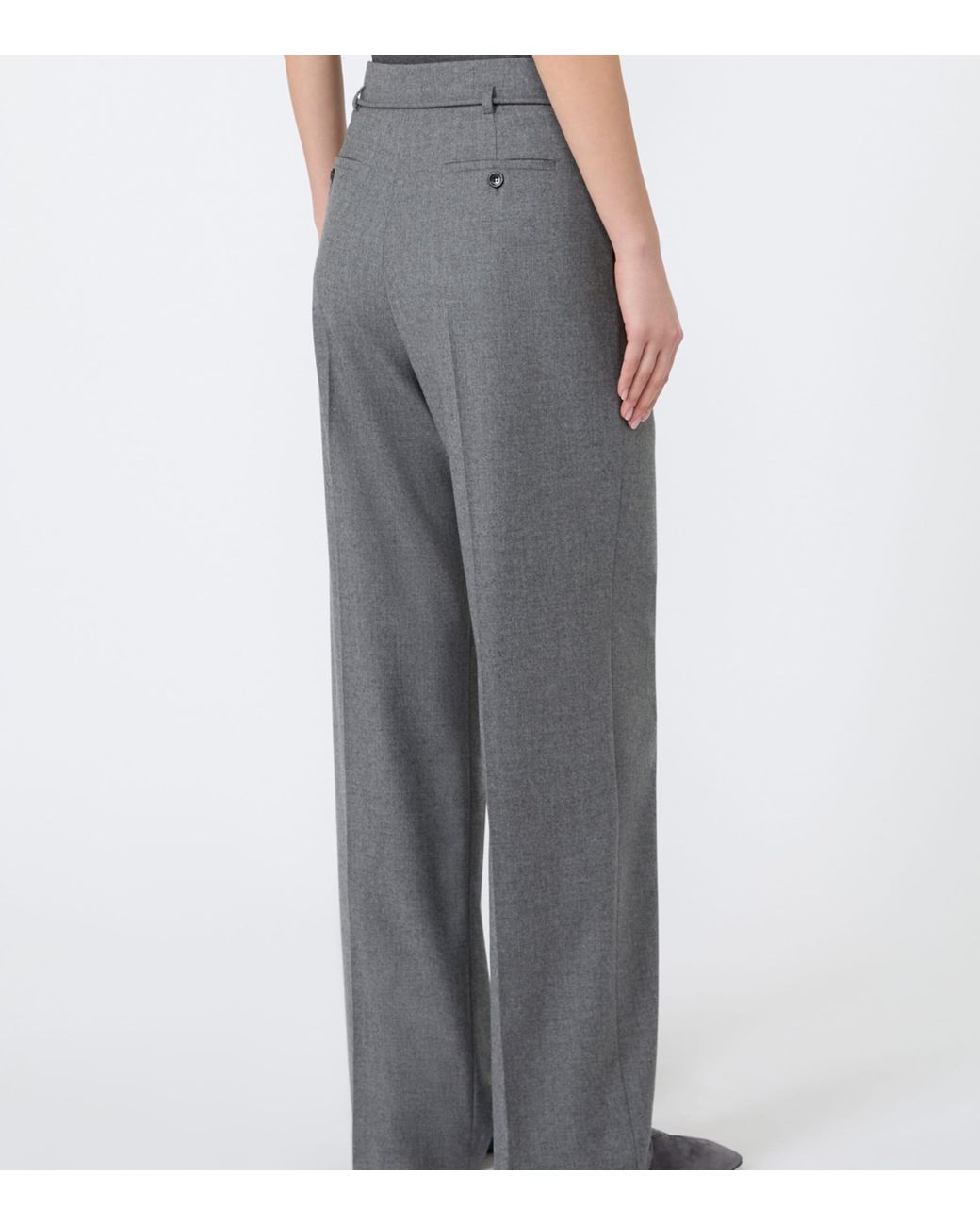 Max Mara Gray Stretch-Cashmere String-Belt Trousers