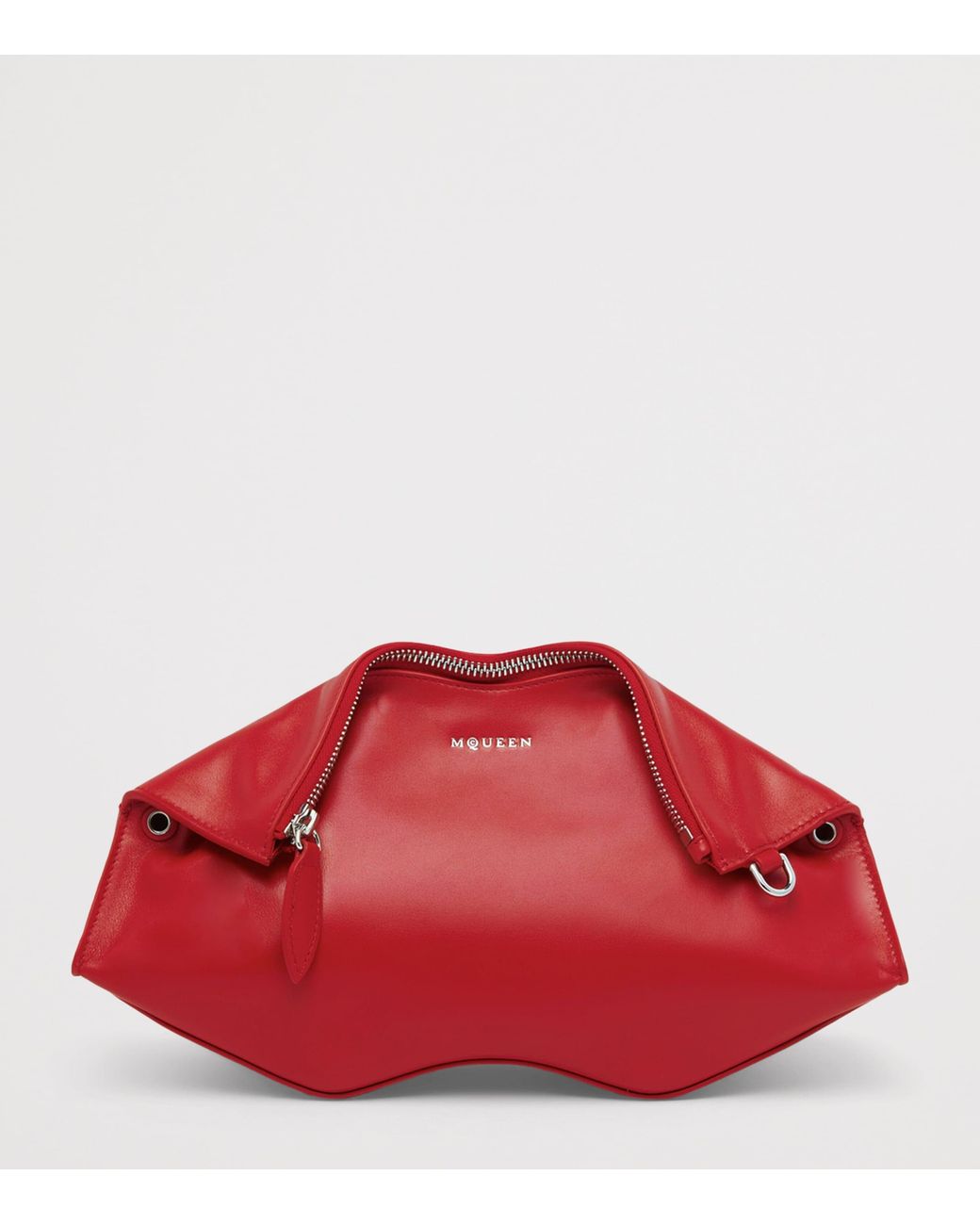 McQueen Red Leather Manta Clutch Bag