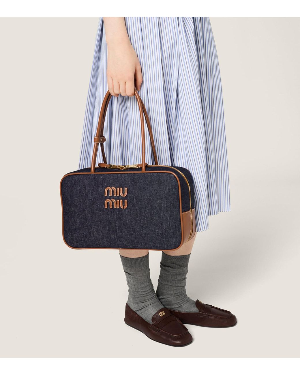 Miu Miu Blue Denim Beau Top-Handle Bag