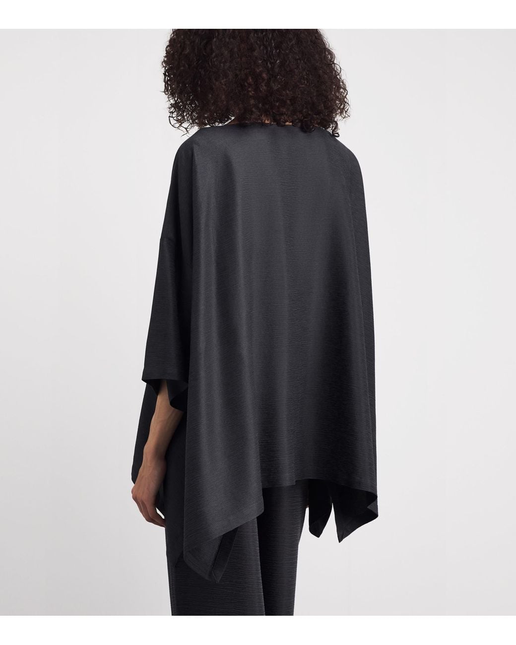 Eskandar Black Silk Plissé Scoop-Neck Top