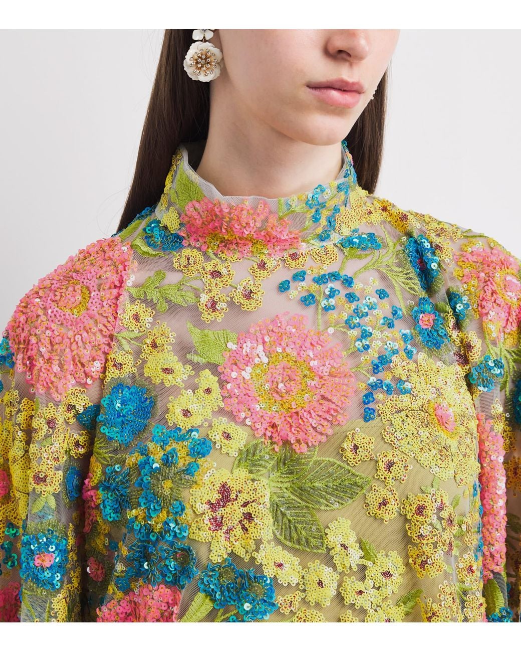 Taller Marmo Yellow Sequin Graham Kaftan Mini Dress