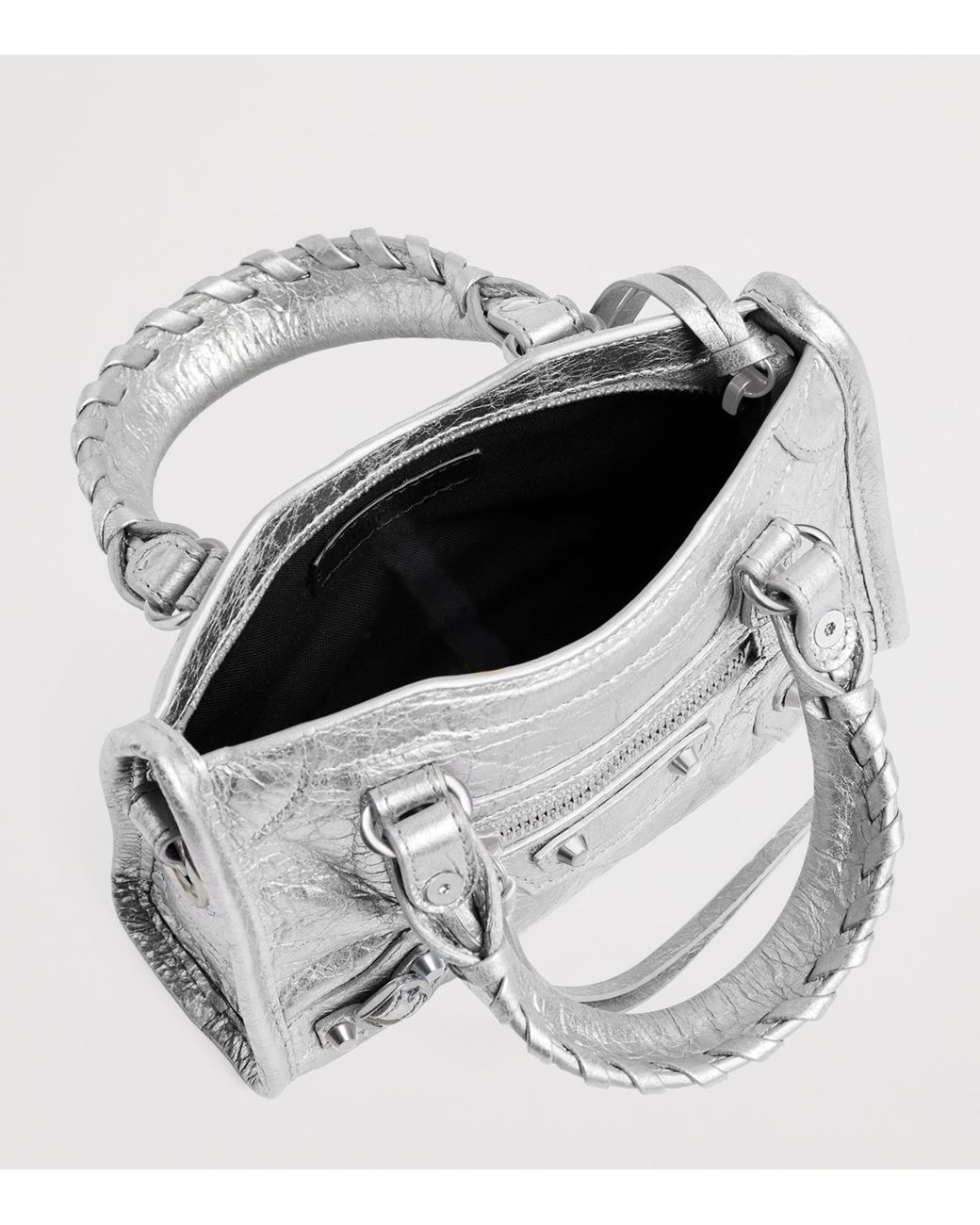Balenciaga White Metallic Le City Nano Top-Handle Bag