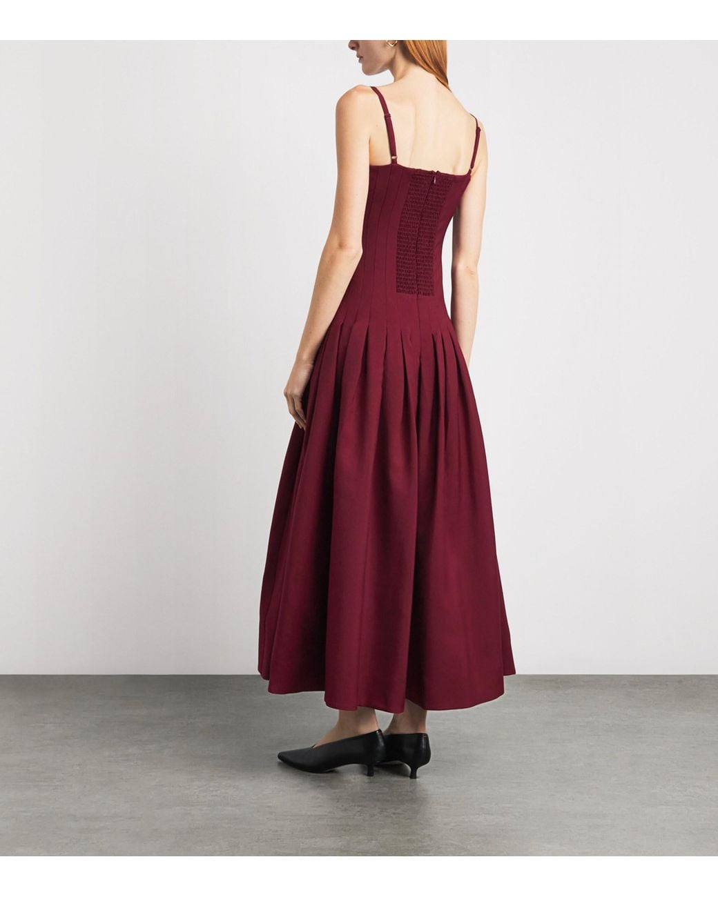 ME+EM Purple Wool-Silk Drop-Waist Maxi Dress