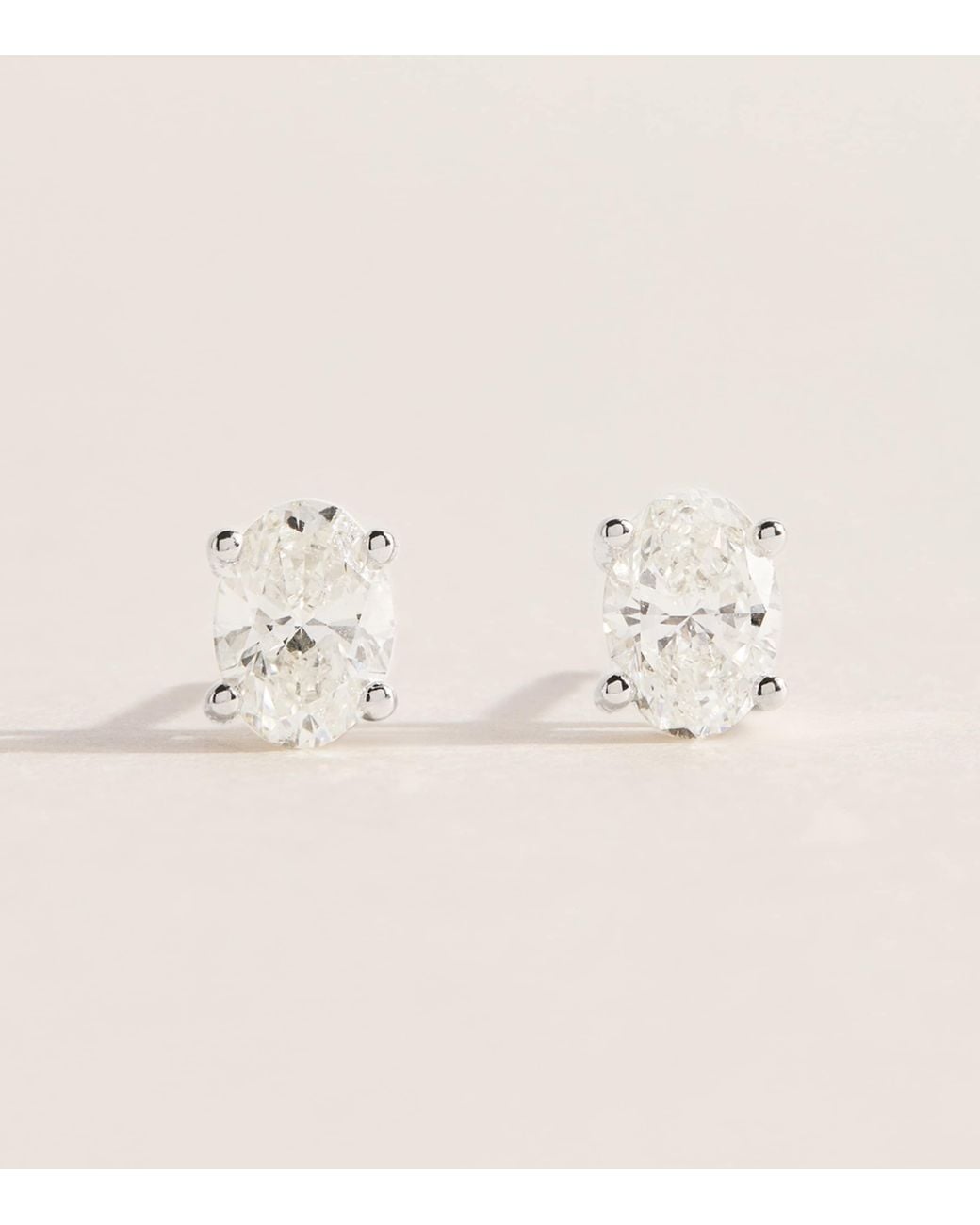 Harrods Natural And Diamond Oval Stud Earrings