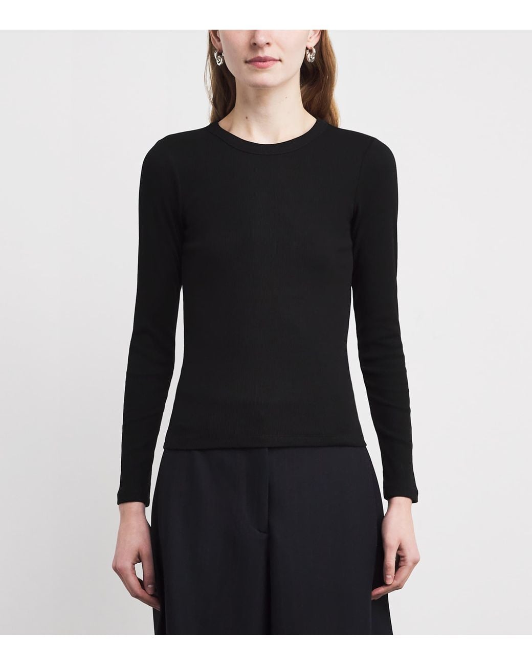 ME+EM Black Stretch-Cotton Ribbed Ultimate T-Shirt