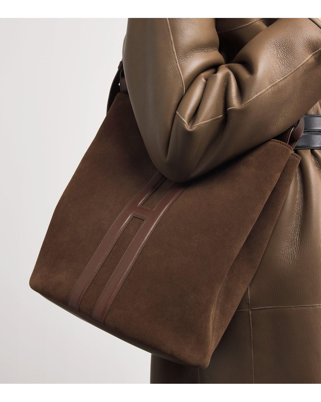Harrods Brown X Tusting Suede H Tote Bag