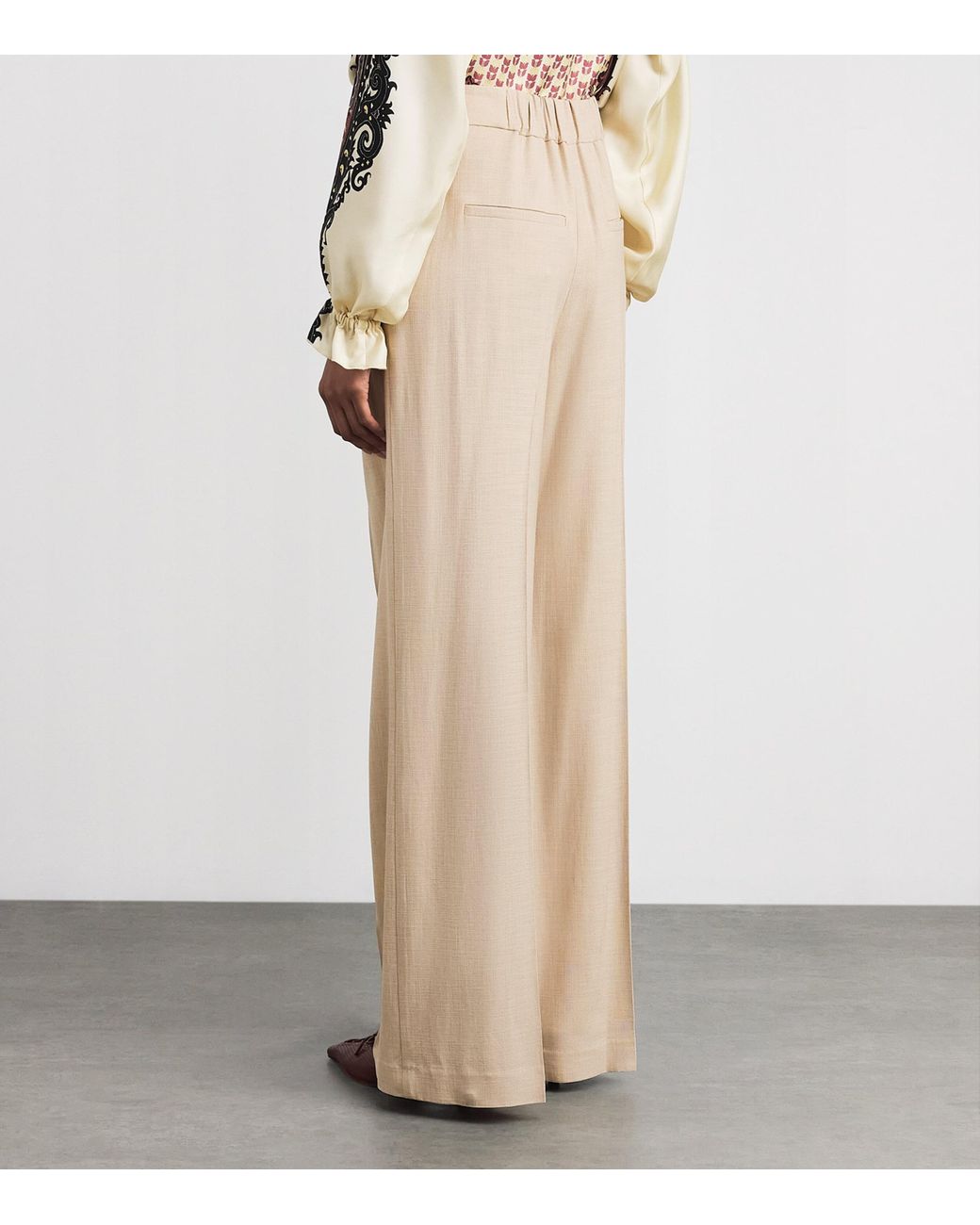 Veronica Beard Natural Marbeau Wide-Leg Trousers