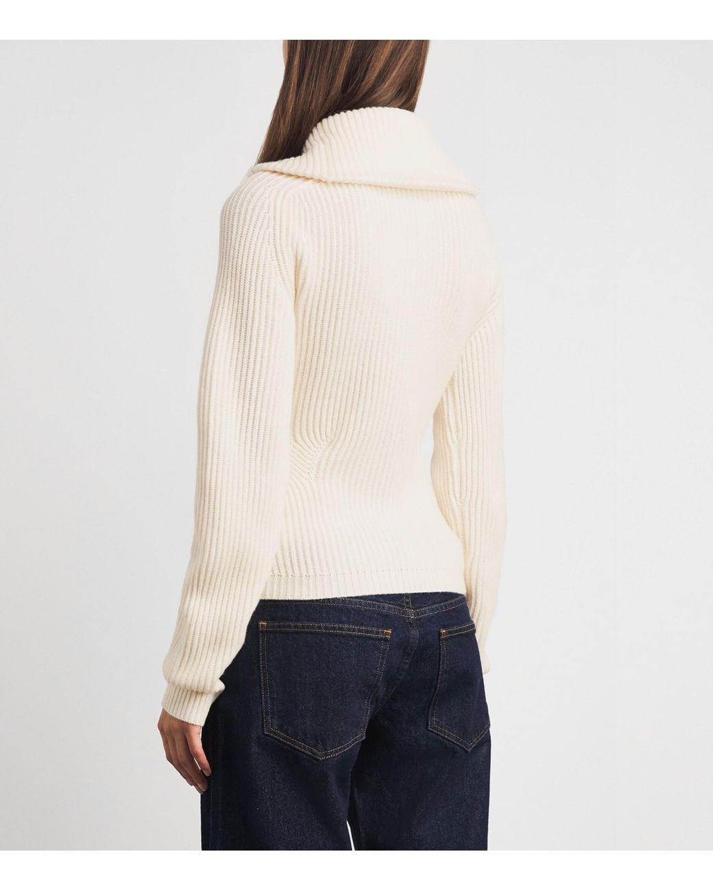 Anine Bing White Merino Wool-Cashmere June Sweater