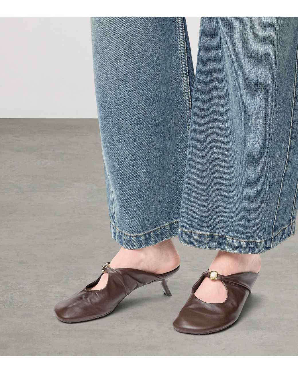 Loewe Brown Lambskin Pebble Soft Heeled Mules 45