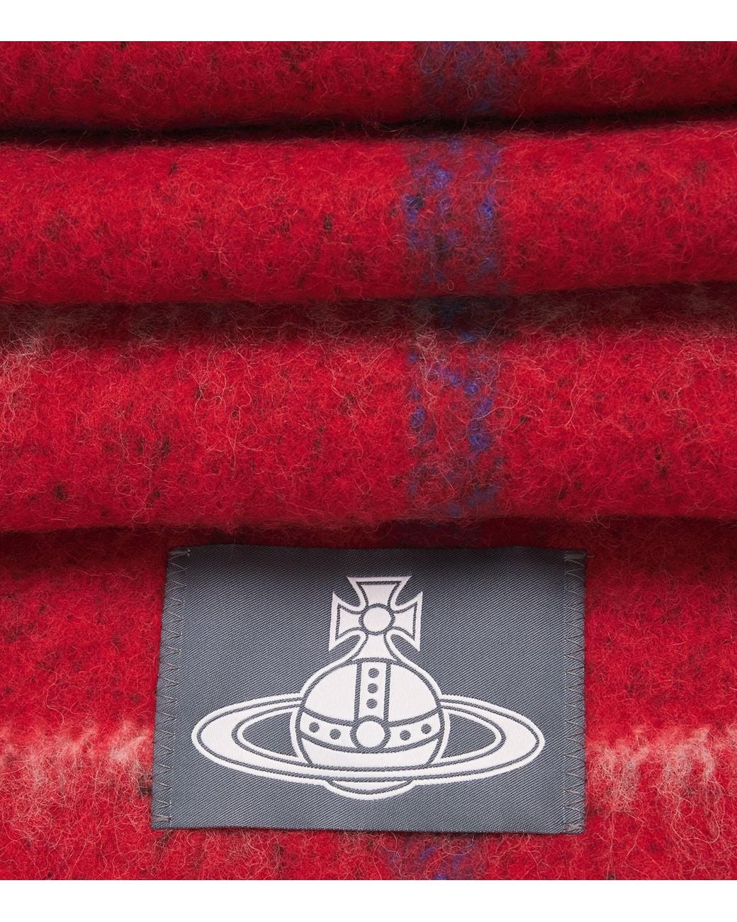 Vivienne Westwood Red Alpaca-Blend Check Orb Scarf